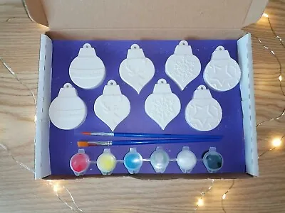 Paint Your Own Christmas Baubles Set Paints Brushes Gift Box Letterbox Craft Fun • £7.50