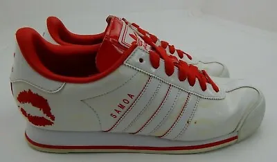 ADIDAS Samoa Valentines Day Kiss Sneaker G67108 White And Red WOMEN Size 9.5 • $22.99