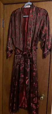 Vtg Young One  Mens Chinese Brown Red  Dragon Robe Smoking Jacket M EUC • $54.95