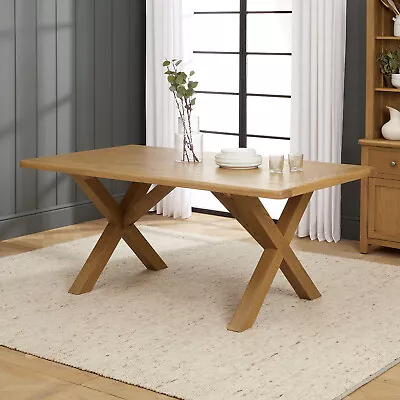 Cotswold Rustic Smoked Oak 1.8m Cross Leg Dining Table – 6 Seater • £499