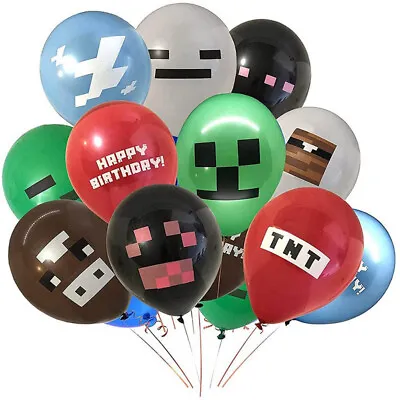 X12 Minecraft  12   Mining Gaming Balloons Kids Child Birthday Party Decorations • £3.49
