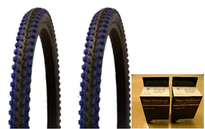 2 Pack Vee Rubber Tires 26x2.00 V288 Blue Shoulder Mountain Bike Tires + 2 Tubes • $47.99