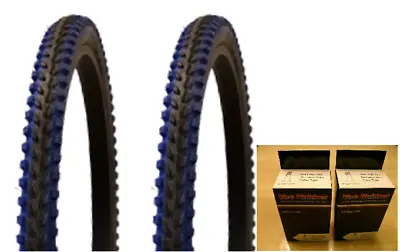 $47.99 • Buy Two Vee Rubber Tires 26x2.00 V288 Blue Shoulder Mountain Bike Tires + 2 Tubes