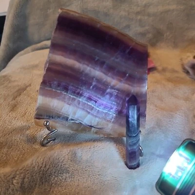 £34 • Buy Rainbow Fluorite Slab 340g & Rainbow Flourite Tower Point (Small) 15g.