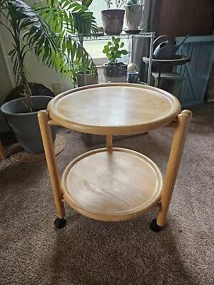 Vtg Mid-Century Danish 2-Tier Round Tray Table With Removable Lazy Susan 22 X19  • $85.75