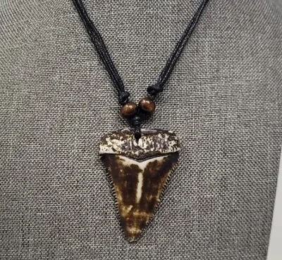 Resin Mako Shark Tooth Resin Pendant Surfer Necklace For Men | Wooden Beads • $17.95