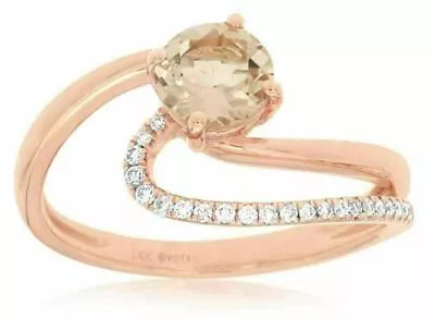 Estate .85ct Diamond & Aaa Morganite 14kt Rose Gold Classic Round Swirl Fun Ring • $1191.19