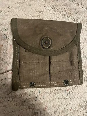 WW2 M-1 Carbine Belt Mag Pouch “Redwine & Strain” 1945 Authentic • $18.99