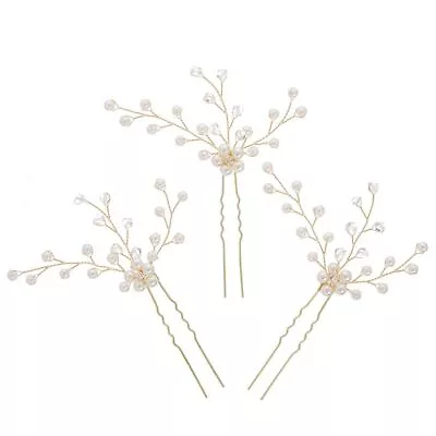 Hair Jewelry Leaves U-Shape Pearl Hairpin Headdress Bride Hairpin Hair Clip • £3.11