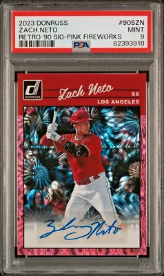 Zach Neto 2023 Donruss 1990 Retro Auto Rc [pnk Firewrks 182/199]-psa 9-p1/nh-laa • $49.75