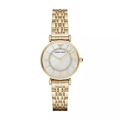 Womens Wristwatch EMPORIO ARMANI GIANNI T-BAR AR1907 Steel Golden Mother Pearls • $406.56