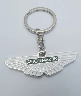 Aston Martin Keyring Aston WINGS Logo ENAMEL And Chrome Keychain GREEN Name Back • $7.40