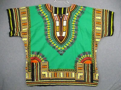 RaanPahMuang Dashiki Top XXL Adult African Gorgeous Green Gold Multi Colo Unisex • £19.15