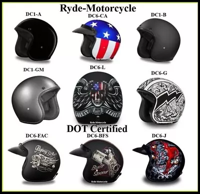 Daytona Small Profile DOT Motorcycle Cruiser Open Face 3/4 Helmet -Snap On Visor • $91.96