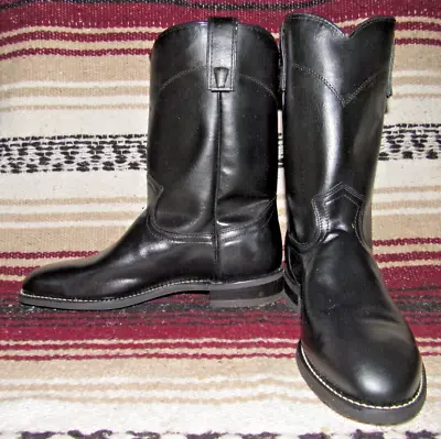Mens Vintage Texas Brand Black Leather Roper Cowboy Boots 7.5 D NEW in Box • $69