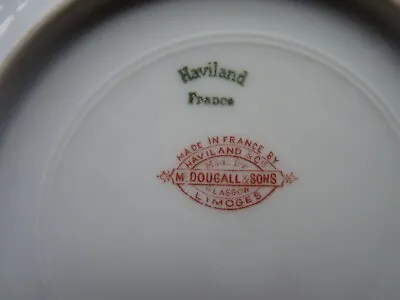 HAVILAND LIMOGES CUP SAUCER & PLATE TRIO FOR McDOUGALL & SONS GLASGOW SCOTLAND • £20
