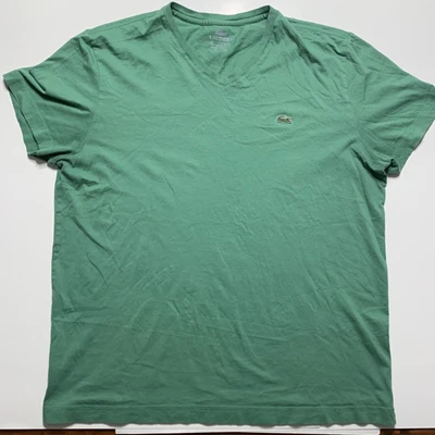 $19.99 • Buy Men's LACOSTE Logo Short Sleeve Green T-Shirt Size 6 L - XL Pima Cotton V-Neck
