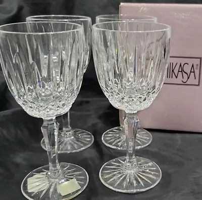 (4) Mikasa OLD DUBLIN White Wine Crystal Goblets Mint • $39.99