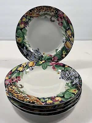 Five (5) Vitromaster Rainforest Salad Plates Sue Zipkin Zebra Cheetah Jungle VTG • $39.94