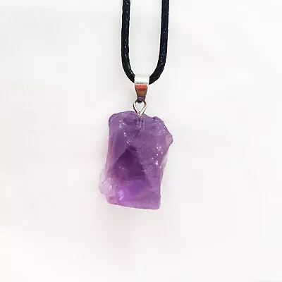 Natural Crystal Rose Quartz Amethyst Aquamarine Polished Stone Pendant Necklace • £3.59