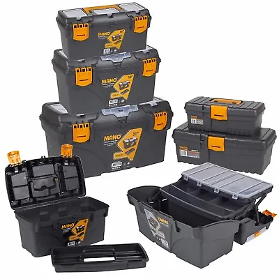 Large Plastic Tool Box Chest Lockable Removable Storage Compartments Cantilever • £12.99