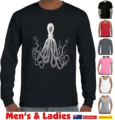 $24.95 • Buy Octopus T-Shirts  Kraken Squid Old School Retro Men's Ladies Singlet Long Sleeve