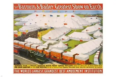Vintage 1899 Circus Poster THE BARNUM & BAILEY Greatest Show On Earth 20x30 • $17.69