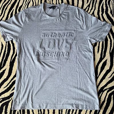 Authentic Love Moschino Cotton Mens T-Shirt Grey Logo - Size XXL / 2XL • $49