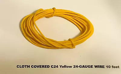 CLOTH COVERED C24 Yellow 24-GAUGE WIRE 10 Feet For PREWAR LIONEL  A.F. MARX  • $10.99