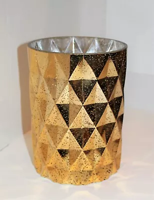 Gold Mercury Glass Geometric Hurricane Vase Candle Holder 8  • $12.99