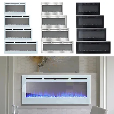 Electric LED Fireplace Insert/Wall Mounted Recessed Fire Heater 12 Flames Remote • £179.95