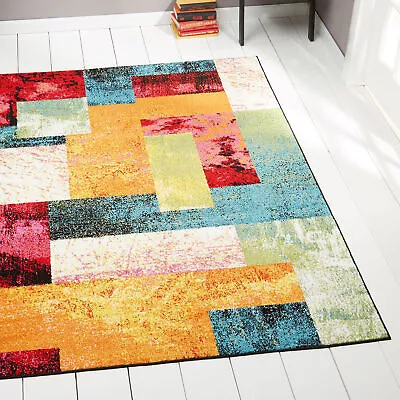 Modern Multi-Color Area Rug 8x10 Abstract Blocks Carpet - Actual 7'10'' X 10'2'' • $149.99