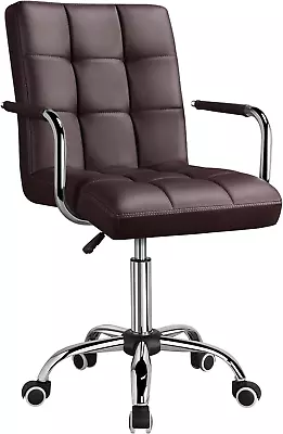 Office Desk Chair PU Leather Mid-Back Task Chair Executive Chair Modern Adjustab • $177.88
