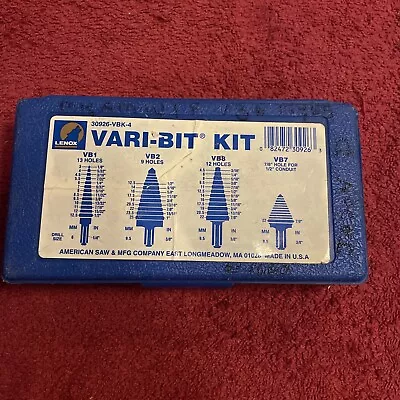 Lenox Vari-Bit Kit American Saw 30926 4-pc Set Step Drill Bits Hole Bit Cutter • $79.99