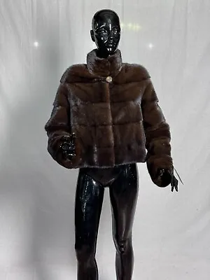 Real Mink Fur  Mahogany Short Jacket With Collar • $450