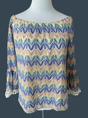 Vava By Joy Han LADIES COLORFUL PARTIAL LINED OFF THE SHOULDER TOP TUNIC EUC S • $27