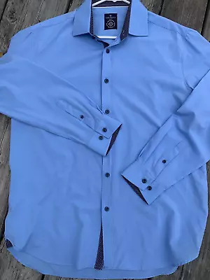 Construct Slim Fit Shirt 4 Way Stretch Men's Size 16.5 34-35 Blue Wrinkle Free • $18