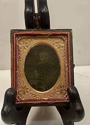 Antique Gutta Percha Union Case Daguerreotype Tin Portrait Frame Baby Photo • $25