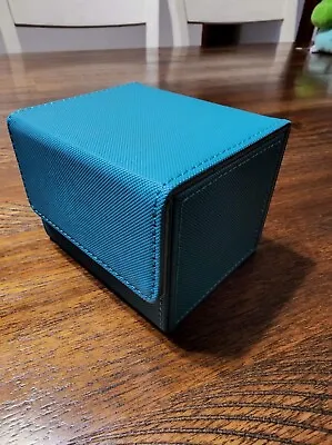 MTG TEAL/CYAN FLIP 100 CARD DECK BOX Card Store Case Mtg. • $14.80