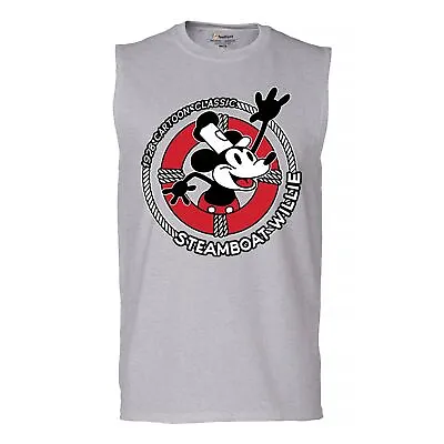 Steamboat Willie Life Preserver Muscle Shirt Funny Classic Cartoon Beach Men's • $17.41