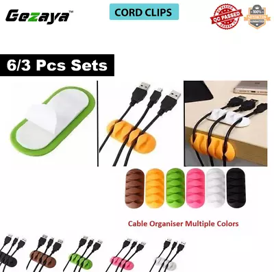 5 Hole Cable Wire Clips Ties Holder Tidy Management Organizer For Desk & Office • £3.35