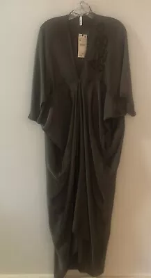 Zara Dark Green Viscose Satin Beaded Caftan Size M NWT  • $34.90