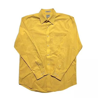L.L. Bean Shirt Mens Medium Yellow Plaid Cotton Wrinkle Resistant Button-Up Vtg • $18.31