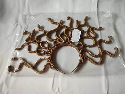 Gold Tone Medusa Headband Costume Cosplay New Factory Sealed One Size Snake • $14.99