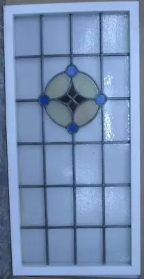 LARGE OLD ENGLISH LEADED STAINED GLASS WINDOW SIMpLE ABSTRACT 44 1/2  X 21 3/4   • $400