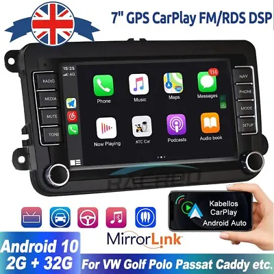 For VW GOLF MK5 MK6 7  Apple Carplay Car Stereo Radio Android 10.0 Player GPS UK • £68.99