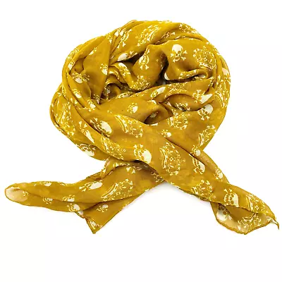 Skull And Crowns Unisex Scarf Goldenrod Mustard Yellow Rectangle Grunge  • $14.99