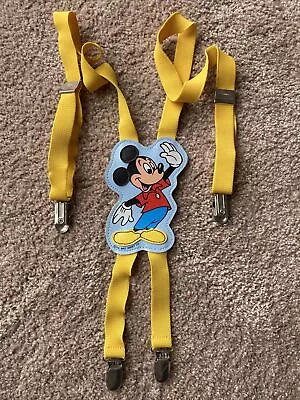 Vintage 1980s Walt Disney Mickey Mouse Suspenders Child Size Yellow • $7.95