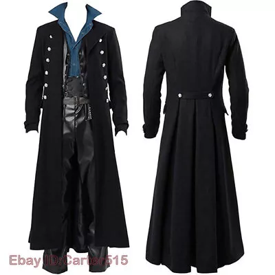 Steampunk Mens Gothic Medieval Cosplay Halloween Costume Gown Coat Long Jacket • $33.55