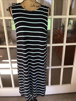 J JILL WEAREVER NAVY STRIPE TANK DRESS - L Petite/LP/PL • $24.99